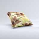 Yellow and Brown Pastel Flowers ink-Fuzed Decorative Throw Pillow