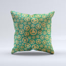 Yellow and Green Recycle Pattern ink-Fuzed Decorative Throw Pillow