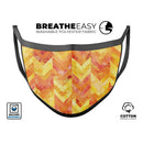 Yellow and Orange Watercolor Chevron Pattern - Made in USA Mouth Cover Unisex Anti-Dust Cotton Blend Reusable & Washable Face Mask with Adjustable Sizing for Adult or Child