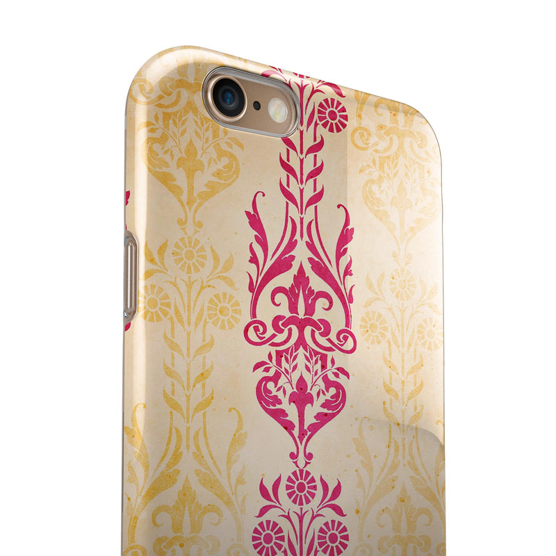 Yellow and Pink Floral Rococo Pattern iPhone 6/6s or 6/6s Plus 2-Piece Hybrid INK-Fuzed Case