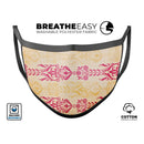 Yellow and Pink Floral Rococo Pattern - Made in USA Mouth Cover Unisex Anti-Dust Cotton Blend Reusable & Washable Face Mask with Adjustable Sizing for Adult or Child