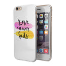 Yellow and Pink Love Never Fails iPhone 6/6s or 6/6s Plus 2-Piece Hybrid INK-Fuzed Case