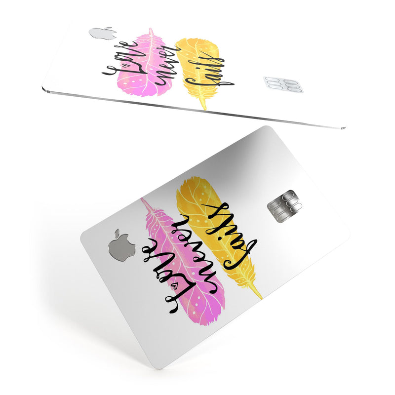 Yellow and Pink Love Never Fails - Premium Protective Decal Skin-Kit for the Apple Credit Card