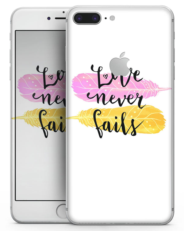 Yellow and Pink Love Never Fails - Skin-kit for the iPhone 8 or 8 Plus