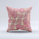 Yellow and Pink Paisley Floral ink-Fuzed Decorative Throw Pillow