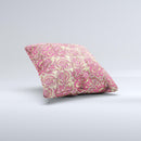 Yellow and Pink Paisley Floral ink-Fuzed Decorative Throw Pillow