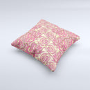 Yellow and Pink Paisley Floral ink-Fuzed Decorative Throw Pillow