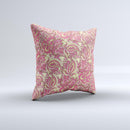Yellow and Pink Paisley Floral ink-Fuzed Decorative Throw Pillow