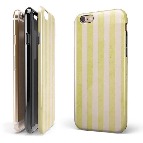 Yellow and White Verticle Stripes iPhone 6/6s or 6/6s Plus 2-Piece Hybrid INK-Fuzed Case
