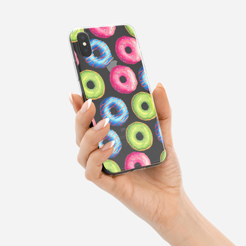 Yummy Colored Donut Galore - Crystal Clear Hard Case for the iPhone XS MAX, XS & More (ALL AVAILABLE)