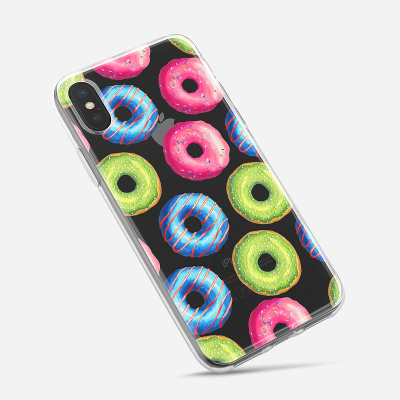 Yummy Colored Donut Galore - Crystal Clear Hard Case for the iPhone XS MAX, XS & More (ALL AVAILABLE)