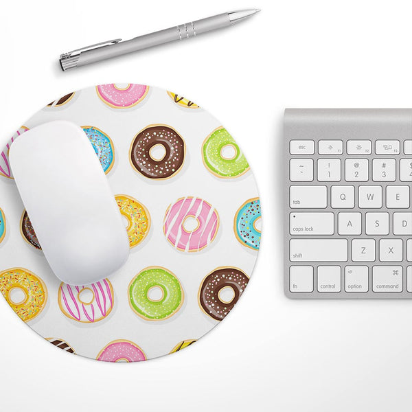 Yummy Colored Donuts// WaterProof Rubber Foam Backed Anti-Slip Mouse Pad for Home Work Office or Gaming Computer Desk