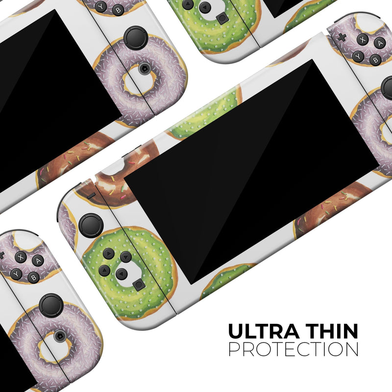 Yummy Donuts Galore // Skin Decal Wrap Kit for Nintendo Switch Console & Dock, Joy-Cons, Pro Controller, Lite, 3DS XL, 2DS XL, DSi, or Wii