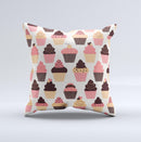 Yummy Subtle Cupcake Pattern Ink-Fuzed Decorative Throw Pillow