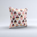 Yummy Subtle Cupcake Pattern Ink-Fuzed Decorative Throw Pillow