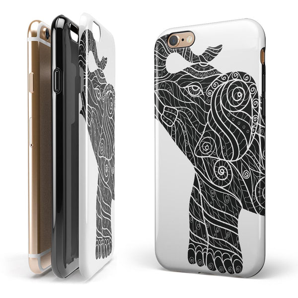 Zendoodle Elephant iPhone 6/6s or 6/6s Plus 2-Piece Hybrid INK-Fuzed Case