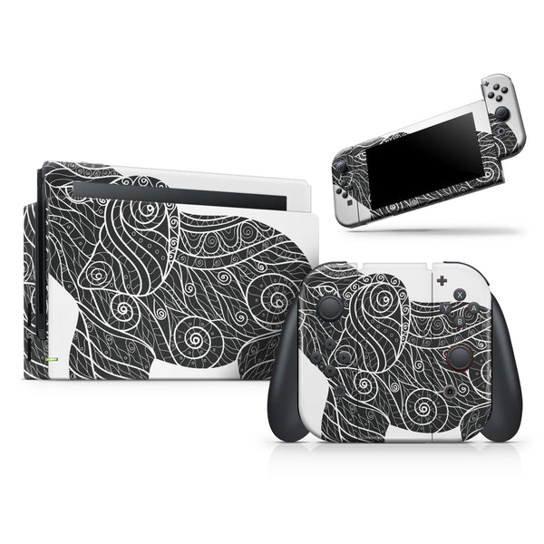 Zendoodle Elephant // Skin Decal Wrap Kit for Nintendo Switch Console & Dock, Joy-Cons, Pro Controller, Lite, 3DS XL, 2DS XL, DSi, or Wii