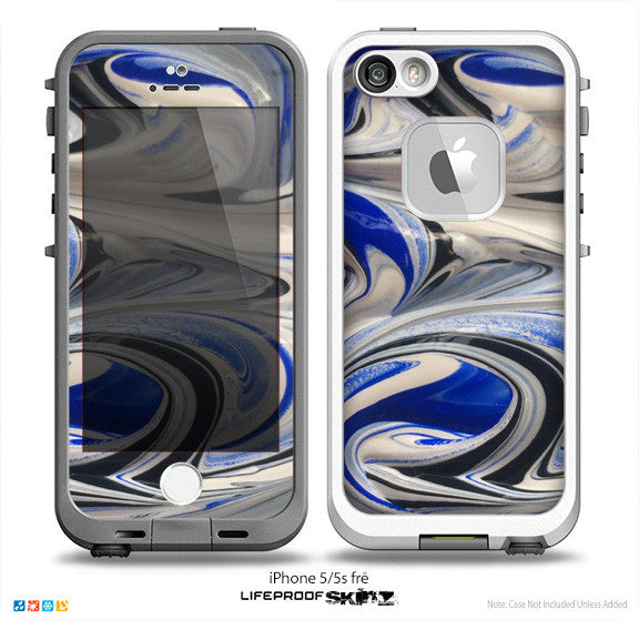 The Abstract Blue & Gray Swirl Skin for the iPhone 5-5s Fre LifeProof Case