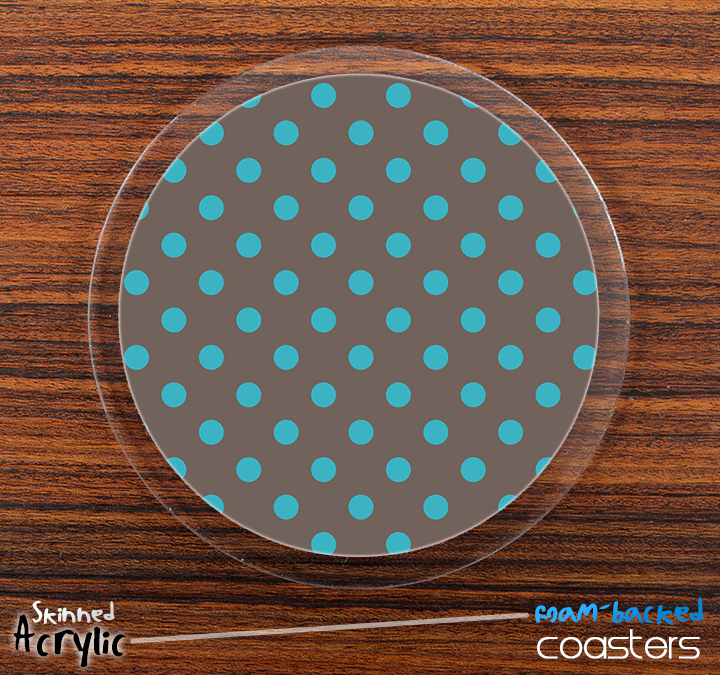 The Gray & Blue Polka Skinned Foam-Backed Coaster Set