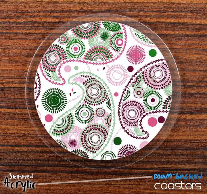 The Subtle Green and Pink Paisley Skinned Foam-Backed Coaster Set