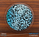 The Bright Turquoise Cheetah Skinned Foam-Backed Coaster Set