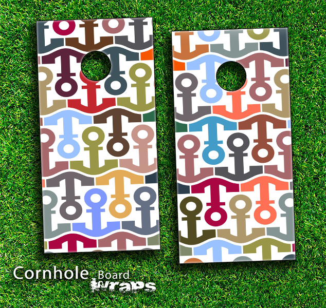 Anchor Collage Skin-set for a pair of Cornhole Boards