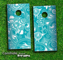 Turquoise Pasiley Pattern Skin-set for a pair of Cornhole Boards