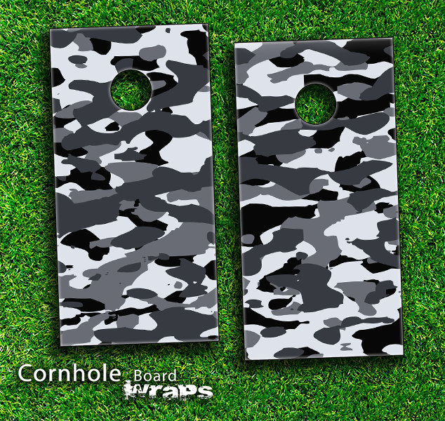 Traditional Snow Camo Skin-set for a pair of Cornhole Boards