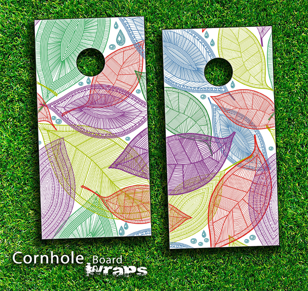Seamless Floral Leaves Skin-set for a pair of Cornhole Boards