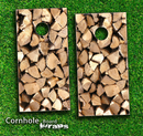 Wood Log Ends Skin-set for a pair of Cornhole Boards