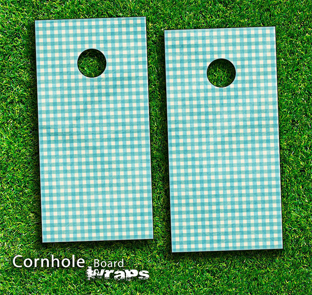Blue Plaid Skin-set for a pair of Cornhole Boards