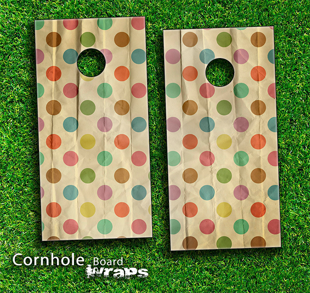 Vintage Polka Dot Skin-set for a pair of Cornhole Boards