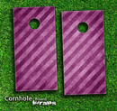 Slanted Purple Striped Skin-set for a pair of Cornhole Boards