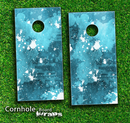 Blue Paint Splatter Skin-set for a pair of Cornhole Boards