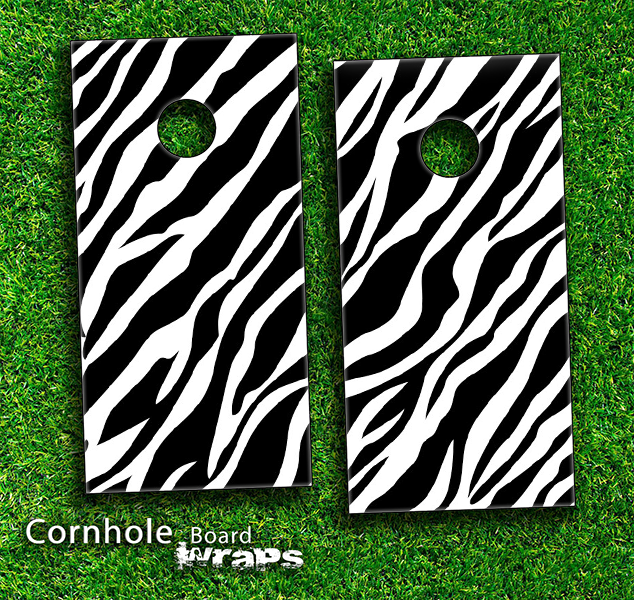 Zebra Print Skin-set for a pair of Cornhole Boards