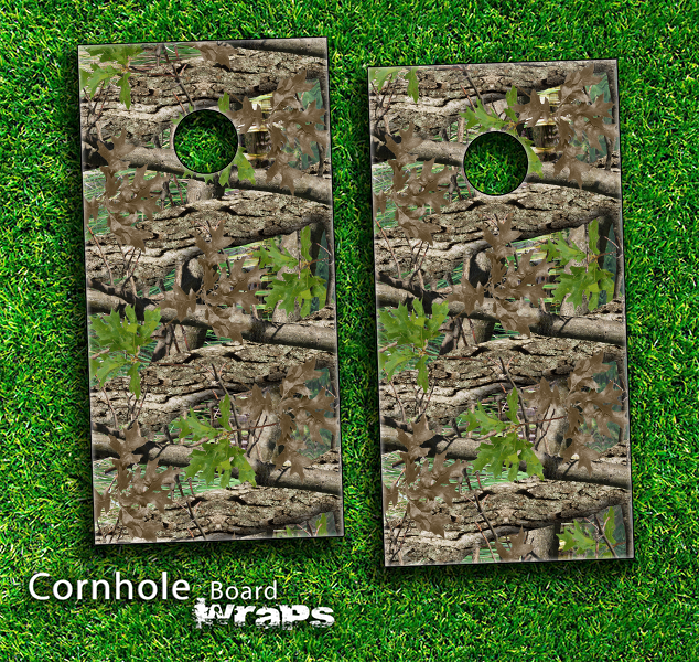 Vibrant Real Woods Camouflage Skin-set for a pair of Cornhole Boards