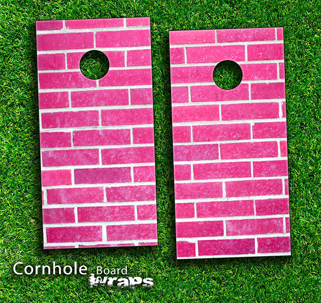 Pink Brick Wall Skin-set for a pair of Cornhole Boards