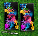Neon Abstract Floral Skin-set for a pair of Cornhole Boards