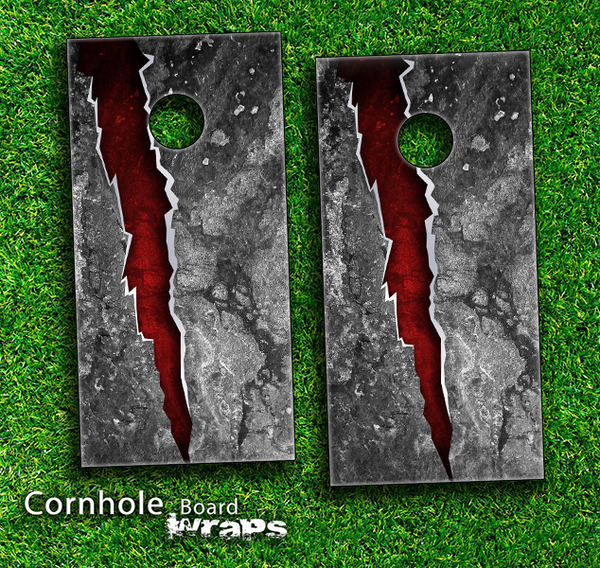 Cracked Red Core Skin-set for a pair of Cornhole Boards