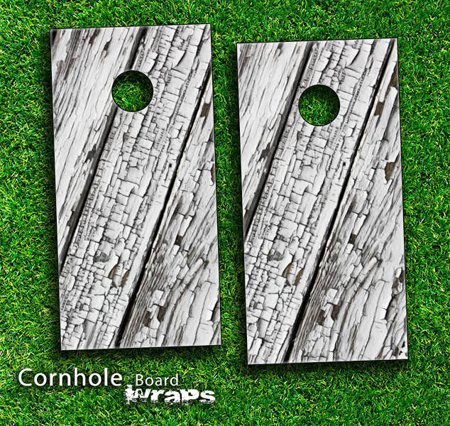 Slanted White Wood Skin-set for a pair of Cornhole Boards