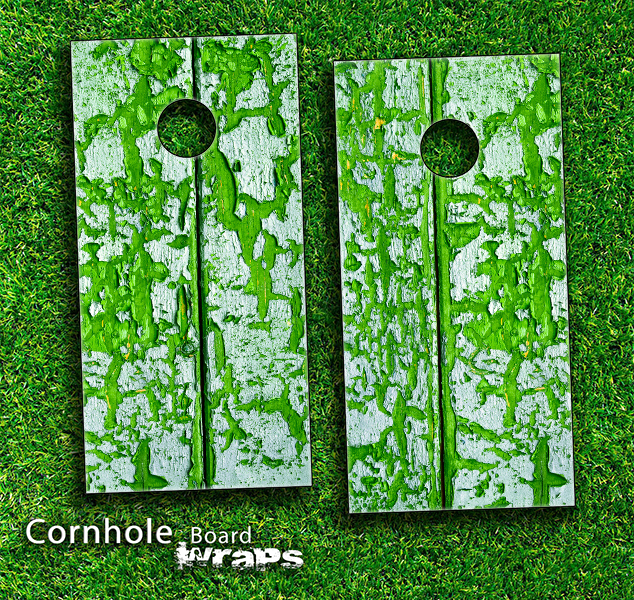 Green Peeled Wood Skin-set for a pair of Cornhole Boards