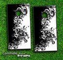 Abstract Black & White Swirls Skin-set for a pair of Cornhole Boards