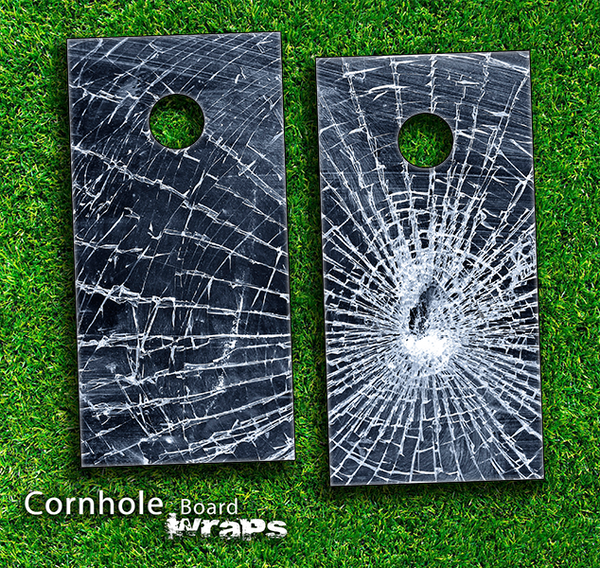 SHattered Glass Skin-set for a pair of Cornhole Boards