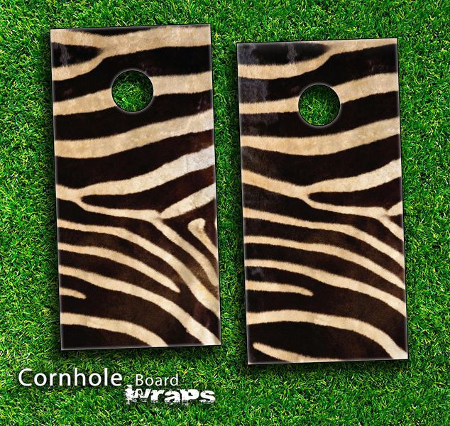 Real Zebra Print Skin-set for a pair of Cornhole Boards