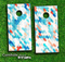 Abstract Turquoise Tiled Skin-set for a pair of Cornhole Boards