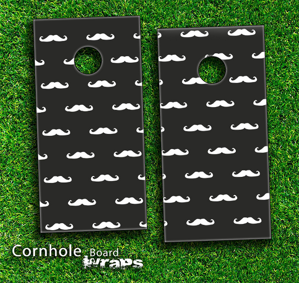 Mustache Galore Skin-set for a pair of Cornhole Boards