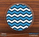 The Wide Blues Chevron Pattern Skinned Foam-Backed Coaster Set