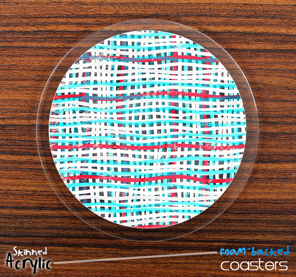 The Woven Turquoise & White Strands Skinned Foam-Backed Coaster Set