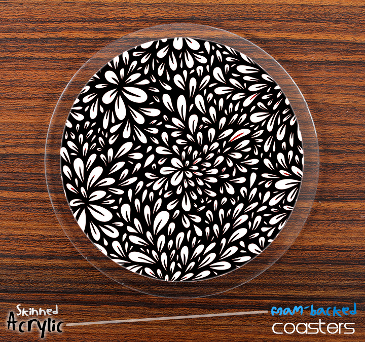 The Black Floral Sprout Skinned Foam-Backed Coaster Set