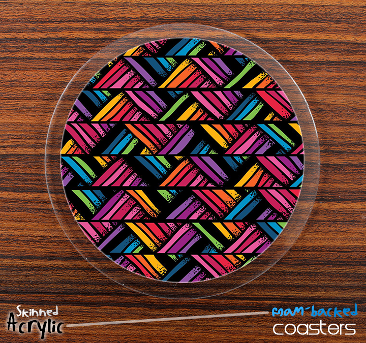 The Abstract Zig Zag Bright Colors Skinned Foam-Backed Coaster Set